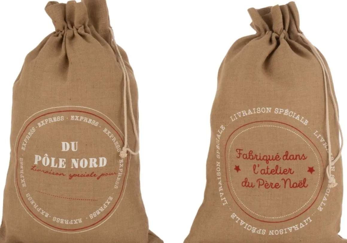 J-Line Zak Kerst Frans Jute Naturel Large Assortiment Van 2 Flash Sale