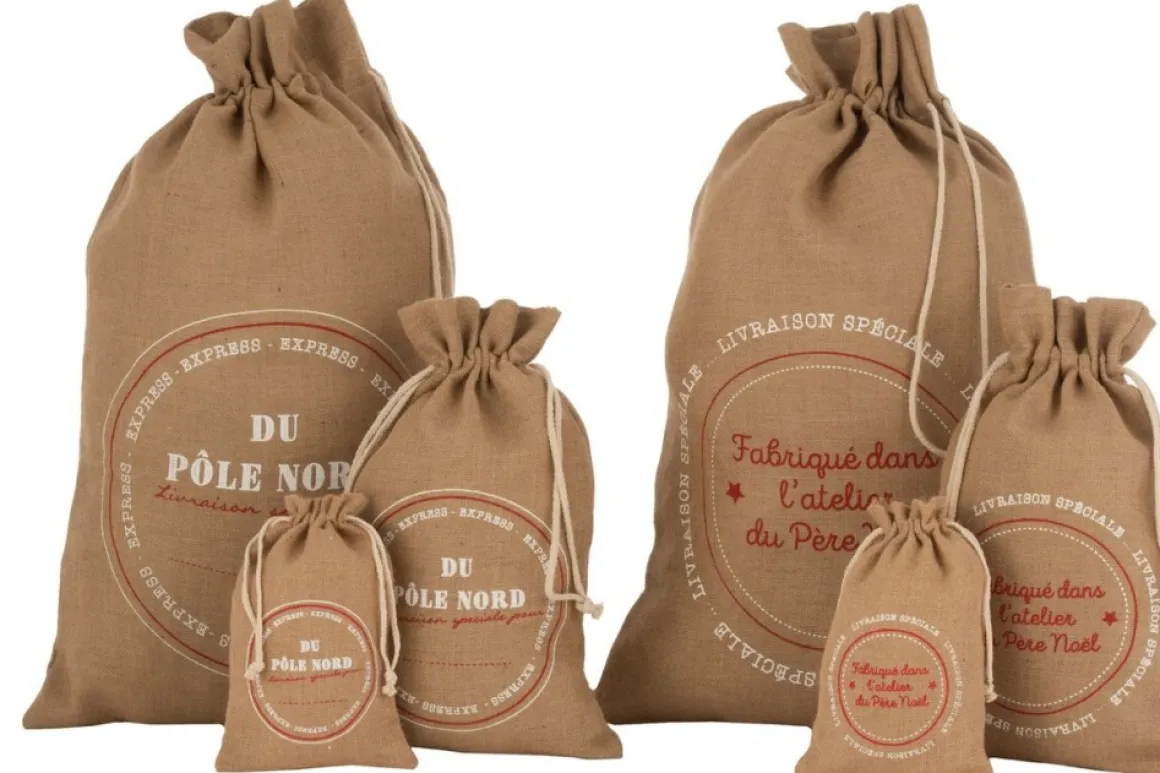 J-Line Zak Kerst Frans Jute Naturel Large Assortiment Van 2 Flash Sale