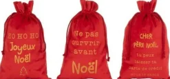 J-Line Zak Kerst Frans Velvet Rood Medium Assortiment Van 3 Best