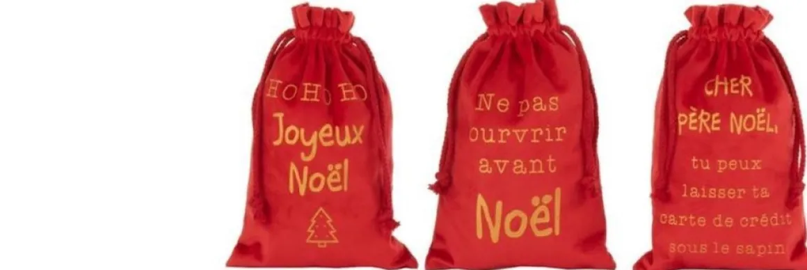 J-Line Zak Kerst Frans Velvet Rood Small Assortiment Van 3 Shop