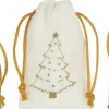 J-Line Zak Kerst Mix Velvet Wit/Goud Extra Small Assortiment Van 3 Best Sale