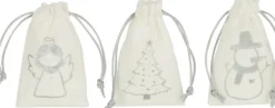 J-Line Zak Kerst Mix Velvet Wit/Zilver Extra Small Assortiment Van 3 Online