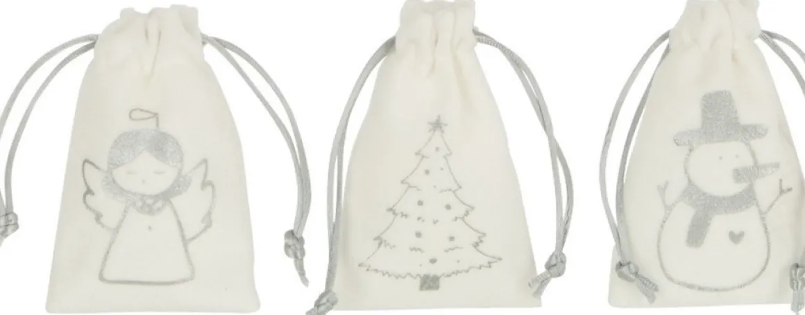 J-Line Zak Kerst Mix Velvet Wit/Zilver Extra Small Assortiment Van 3 Online
