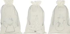J-Line Zak Kerst Mix Velvet Wit/Zilver Medium Assortiment Van 3 Hot