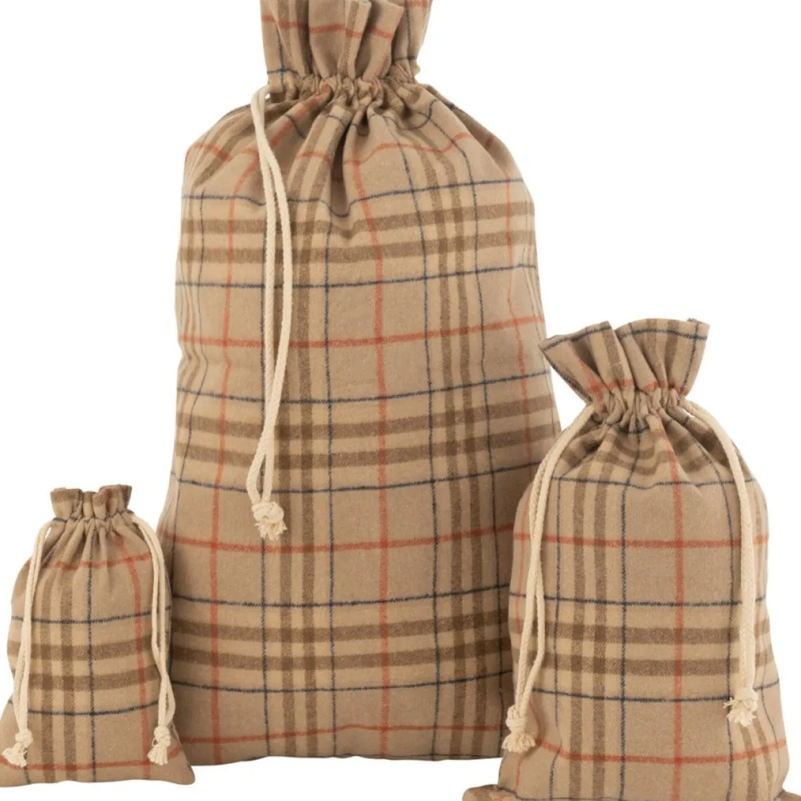 J-Line Zak Kerst Ruit Textiel Beige/Bruin Large Clearance