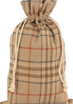 J-Line Zak Kerst Ruit Textiel Beige/Bruin Medium - 4 Stuks New