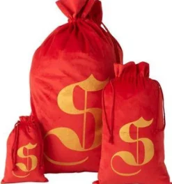 J-Line Zak Kerst S Velvet Rood Medium - 4 Stuks Cheap