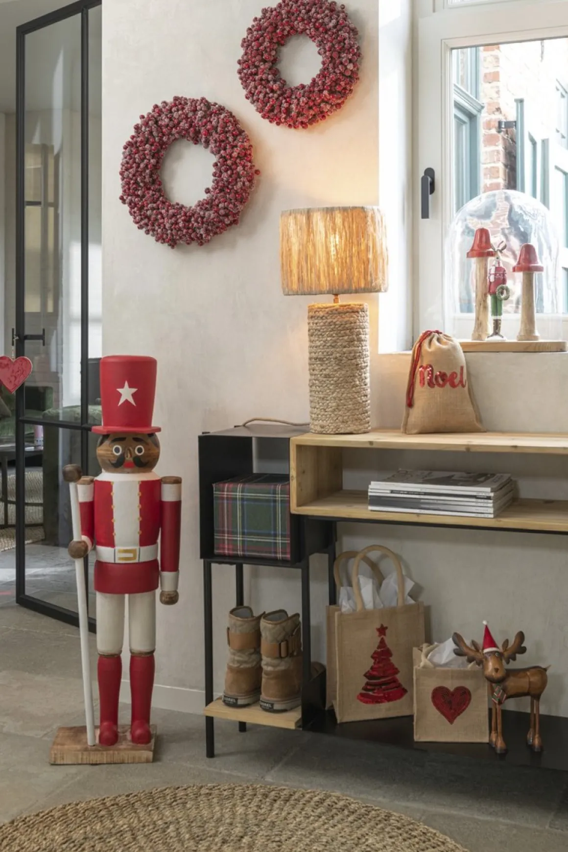 J-Line Zak Noel Pailletten+Trekkoord Jute Naturel Assortiment Van 3 Clearance