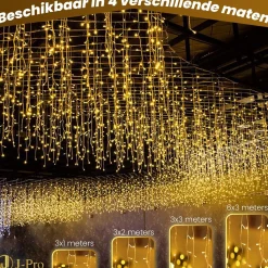 J-Pro Lichtgordijnen^ Curtain Light 3X3M Lichtsnoer Op Netstroom - Tuinverlichting Led - Lichtslinger - Led Lichtgordijn 3X3M