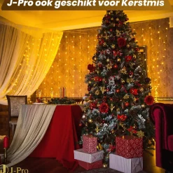 J-Pro Lichtgordijnen^ Curtain Light 3X3M Lichtsnoer Op Netstroom - Tuinverlichting Led - Lichtslinger - Led Lichtgordijn 3X3M