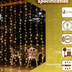 J-Pro Lichtgordijnen^ Curtain Light 3X2M Lichtsnoer Op Netstroom - Tuinverlichting Led - Lichtslinger - Led Lichtgordijn 3X2M
