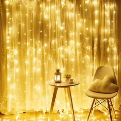 J-Pro Lichtgordijnen^ Curtain Light 6X3M Lichtsnoer Op Netstroom - Tuinverlichting Led - Lichtslinger - Led Lichtgordijn 6X3M
