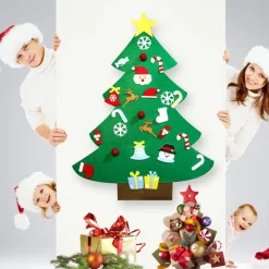 Hs J.S & I.R Vilten Kerstboom – Kinderen – Klittenband – Kinderkerstboom – Kerstboom Voor Kinderen – Kerstcadeau – Speelgoed – Versiering – Muurboom Hot