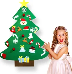 Hs J.S & I.R Vilten Kerstboom – Kinderen – Klittenband – Kinderkerstboom – Kerstboom Voor Kinderen – Kerstcadeau – Speelgoed – Versiering – Muurboom Hot
