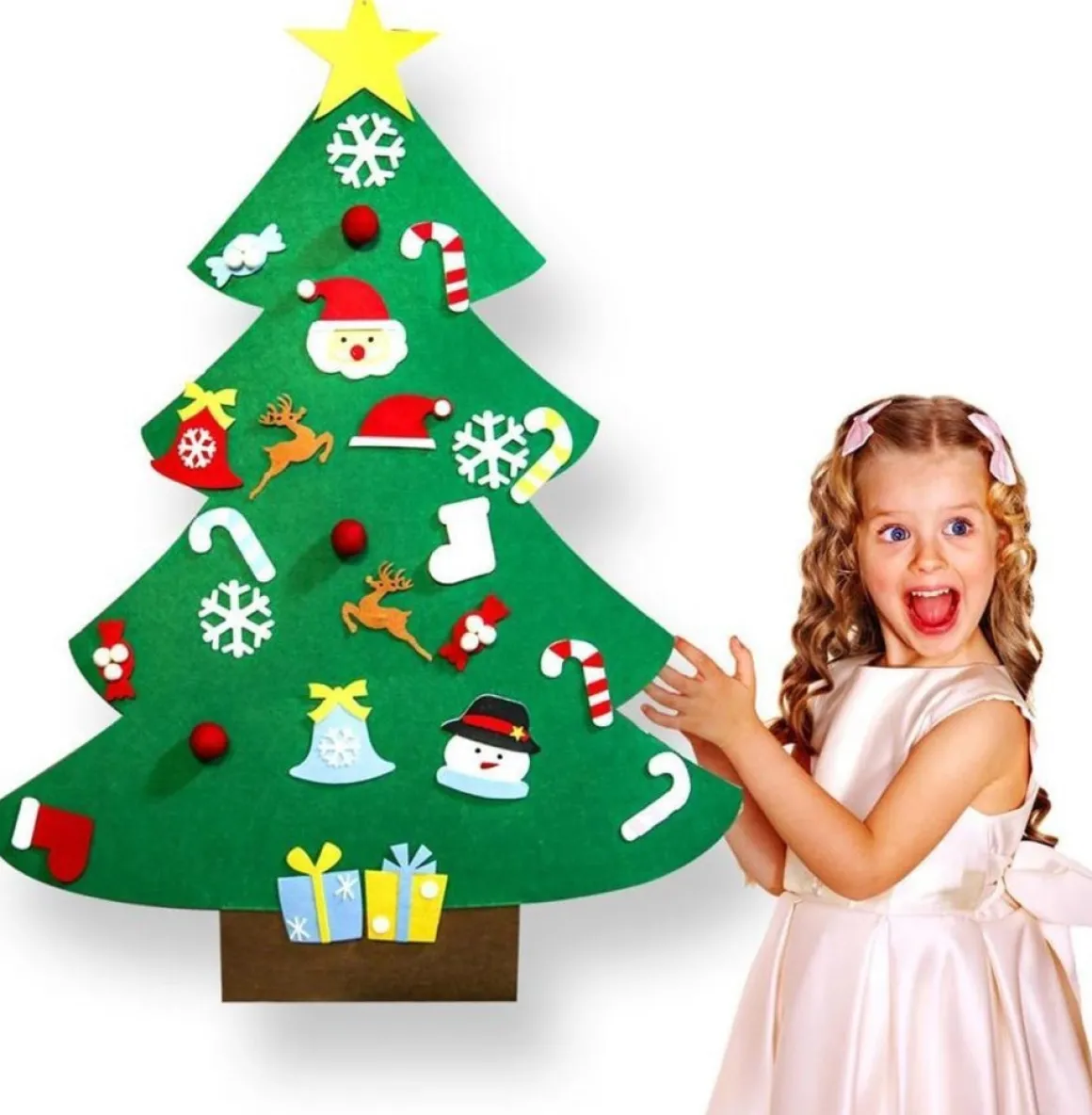Hs J.S & I.R Vilten Kerstboom – Kinderen – Klittenband – Kinderkerstboom – Kerstboom Voor Kinderen – Kerstcadeau – Speelgoed – Versiering – Muurboom Hot