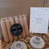 Rustik Lys-Leeff Kerstpakketten^Kaarsen-Cadeau-Geschenk-Set-Rustik Lys - Dinerkaarsen - 6 Kaarsjes - Peach - 2,1X12 Cm-5 Branduren-Leeff- Kandelaar-Casper-2 Stuks-Beton-Grijs-Lichtpuntjekerst-Kerstcadeau-Sinterklaas-Moederdag-Verjaardag-Afscheid Collega-Decembercadeau