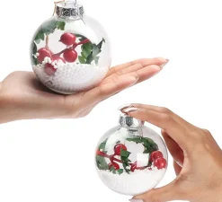 BELLE VOUS Kerstballen - Duidelijke Vintage Voorgevulde Versierde Ronde Transparante Plastic Kerstbal Ornamenten Voor Vakantie Decor, Bruiloft Decoratie, Hangende Boom Ornamenten Met Jute Touw (15 Stuks) Cheap