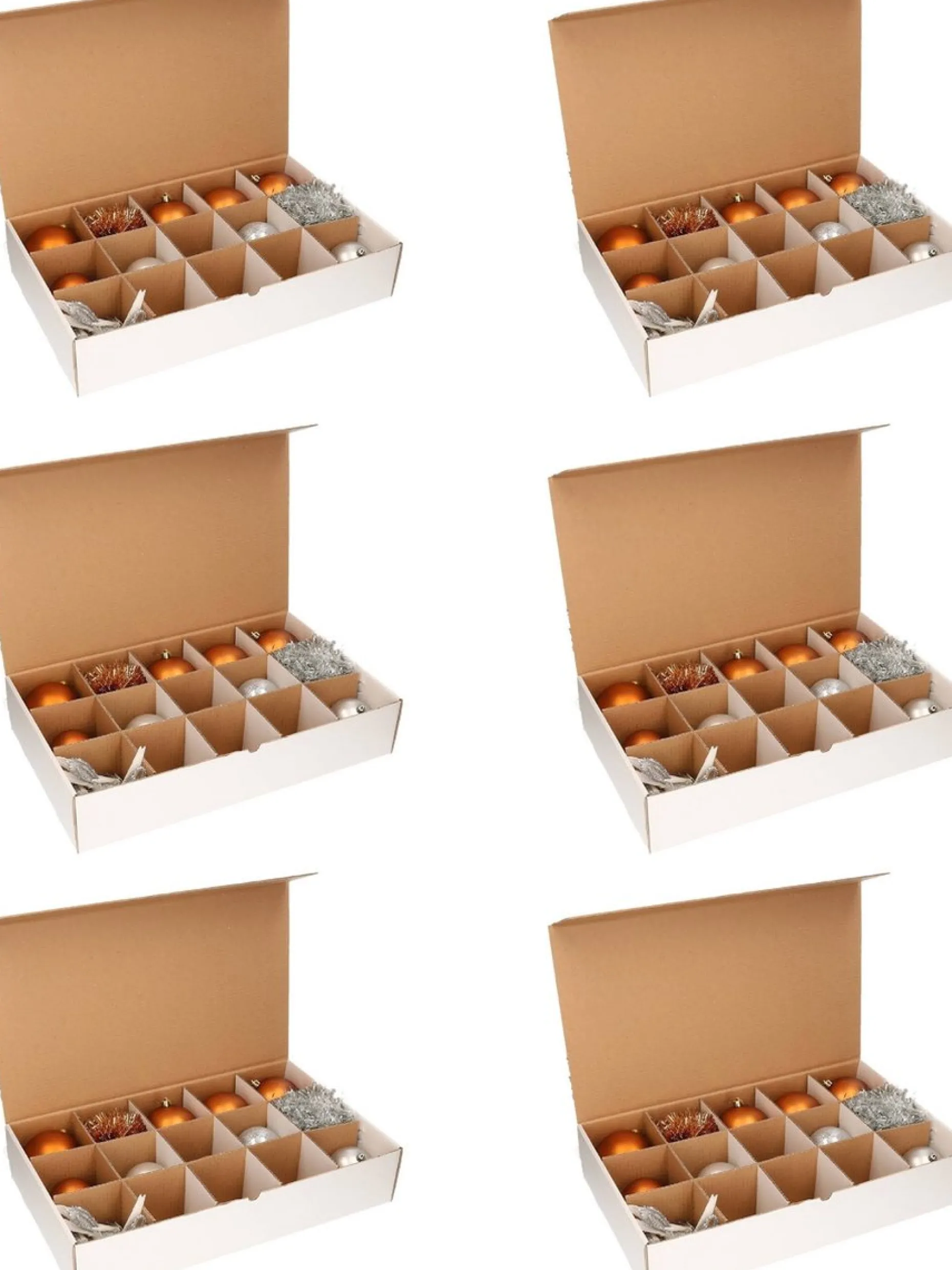 Trend24 Kerstspullen Opbergers^Kerstballen Opbergbox - Kerst Opbergbox - Kerstballenbox - Voor 90 Kerstballen (O10 Cm) - 6 Stuks