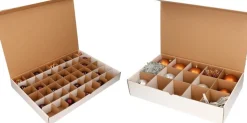 Bellatio Decorations Kerstspullen Opbergers^Kerstballen Opbergbox - Vakjesdoos Voor 15 Kerstballen Van 10 Cm En 54 Kerstballen Van 6 Cm