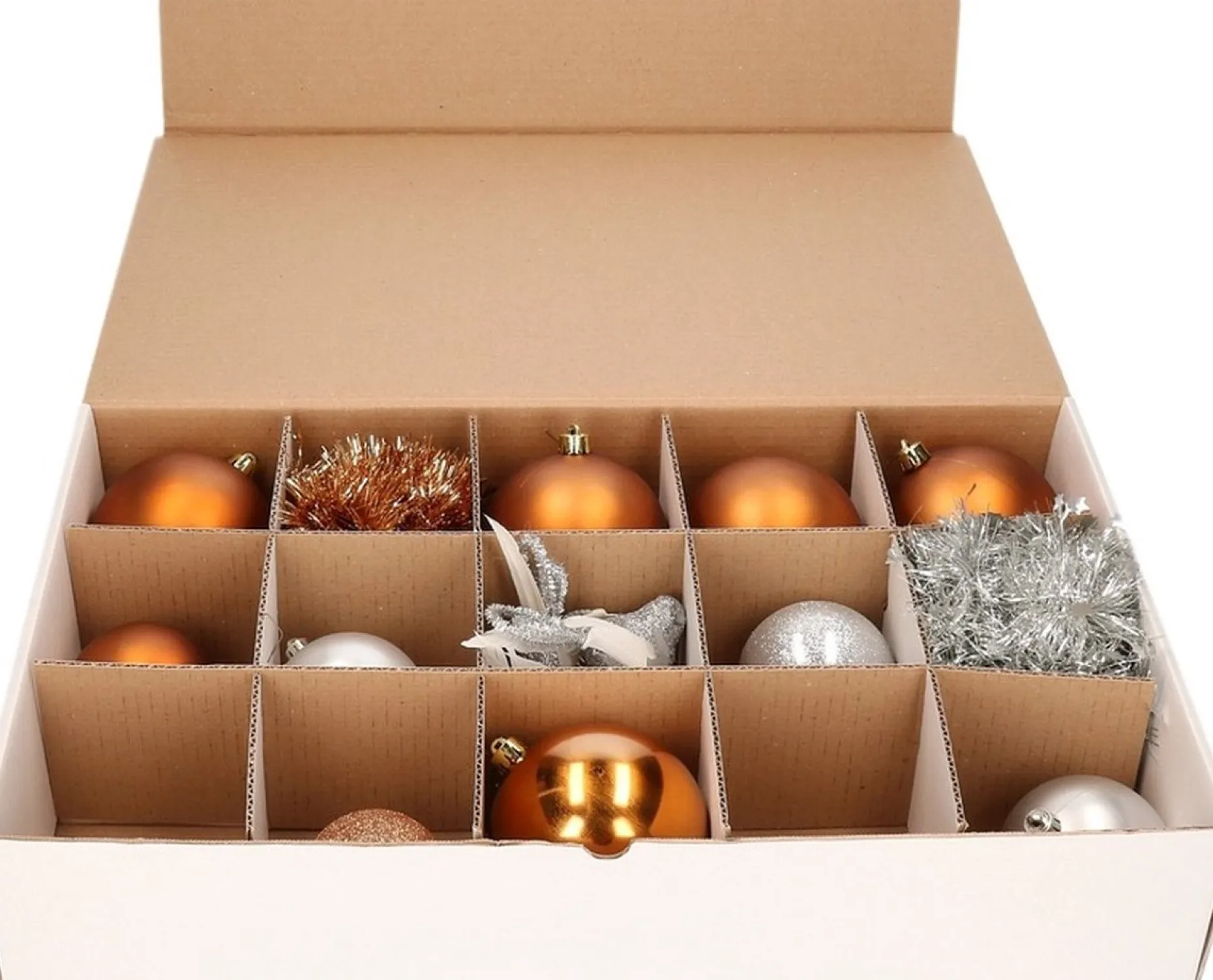 Bellatio Decorations Kerstspullen Opbergers^Kerstballen Opbergbox - Vakjesdoos Voor 15 Kerstballen Van 10 Cm En 54 Kerstballen Van 6 Cm