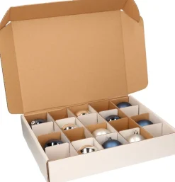 Bellatio Decorations Kerstspullen Opbergers^Kerstballen Opruimen/Opbergen - 1X Opberg Box / Vakjesdoos/ Opbergbox Karton Voor 20 Kerstballen Van 8 Cm
