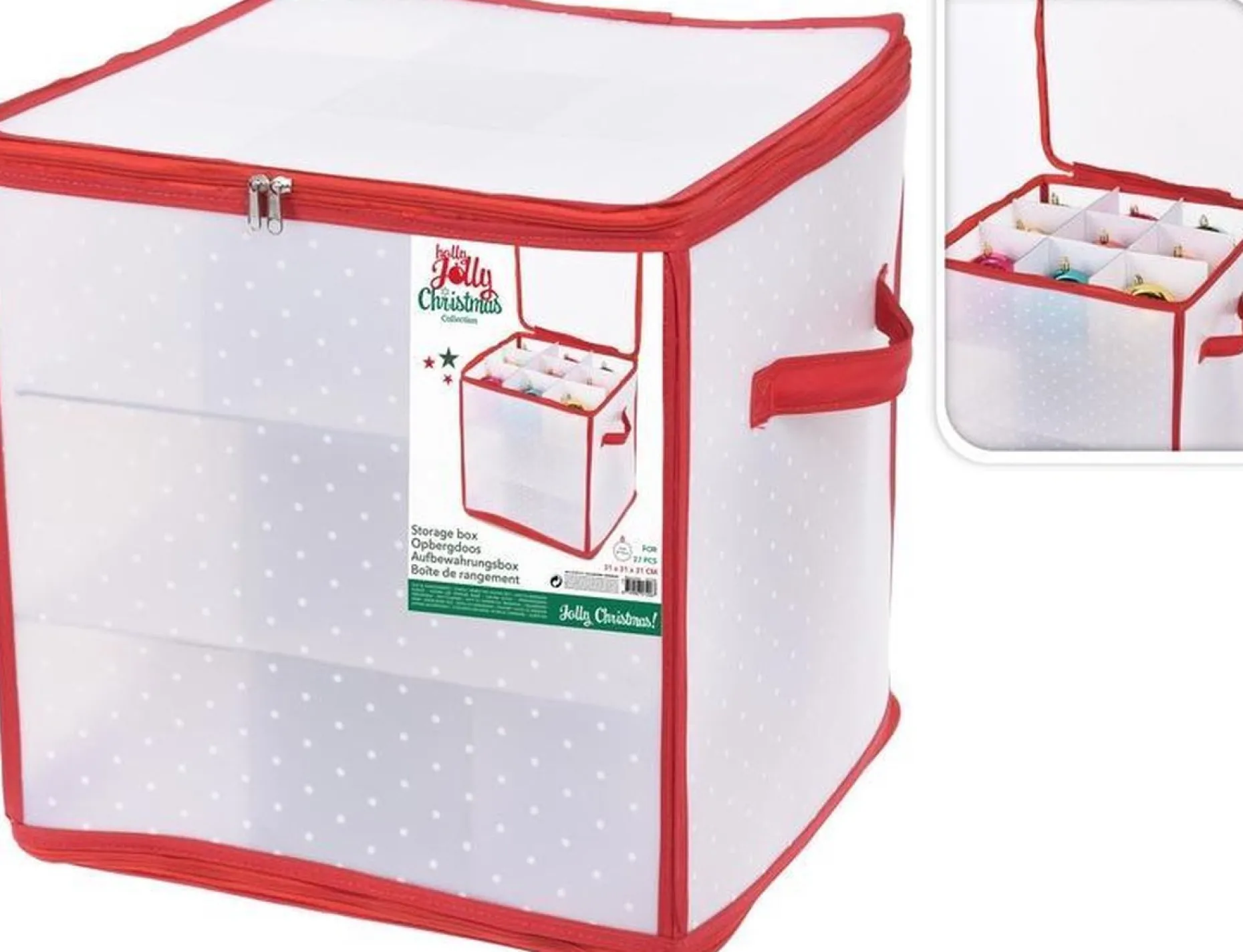 Merkloos Kerstspullen Opbergers^Kerstballen Opruimen/Opbergen Opbergboxen 31 X 31 X 31 Cm - Kerstversiering Opbergdozen Voor 27 Kerstballen