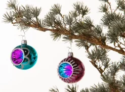 Merkloos Kerstballen Set - 12 Kerstballen - Kerstballen Glas - Handmade - Retro Kerstballen - Kerstboomversiering - Gekleurde Kerstballen - Vintage Kerstballen Store