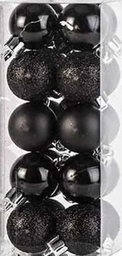 Merkloos Kerstballen - 40 Stuks - Goud En Zwart - Mix - 3 Cm - Mat - Glans - Glitter - Kunststof Goudkleurig, Zwart Cheap