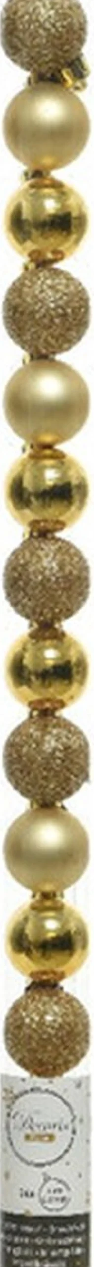 Merkloos Kerstballen - 28 Stuks - Goud En Zwart - Mix - Glitter - Mat - Glans - 3 Cm - Kunststof Goudkleurig, Zwart Clearance