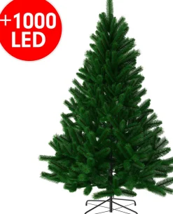 AG Store Kunstkerstbomen^Kerstboom Ag - Volle Boom - Kunstkerstboom 210Cm Hoog - 1160 Takken - Inclusief 1000 Leds- Kunstkerstbomen - Christmas Tree - Groot- Veel Takken - Donker Kerst - Decoratie