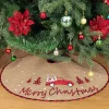 Selwo Kerstboomstandaarden^Kerstboomdeken 75 Cm Jute Witte Sneeuwvlok Auto Bedrukte Kerstboom Rok Voor Vakantie Vloer Kerstboom Decoratie