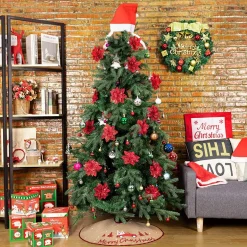Selwo Kerstboomstandaarden^Kerstboomdeken 75 Cm Jute Witte Sneeuwvlok Auto Bedrukte Kerstboom Rok Voor Vakantie Vloer Kerstboom Decoratie