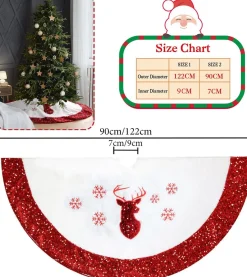 Selwo Kerstboomstandaarden^Kerstboomdeken, Kerstboomdeken, 90 Cm, Kerstboomdeken, Rond, Kunstbont Met Pailletten, Boomdeken, Kerstrok, Onderkleed, Kerstdecoratie, Voor Binnen, Wit/Rood