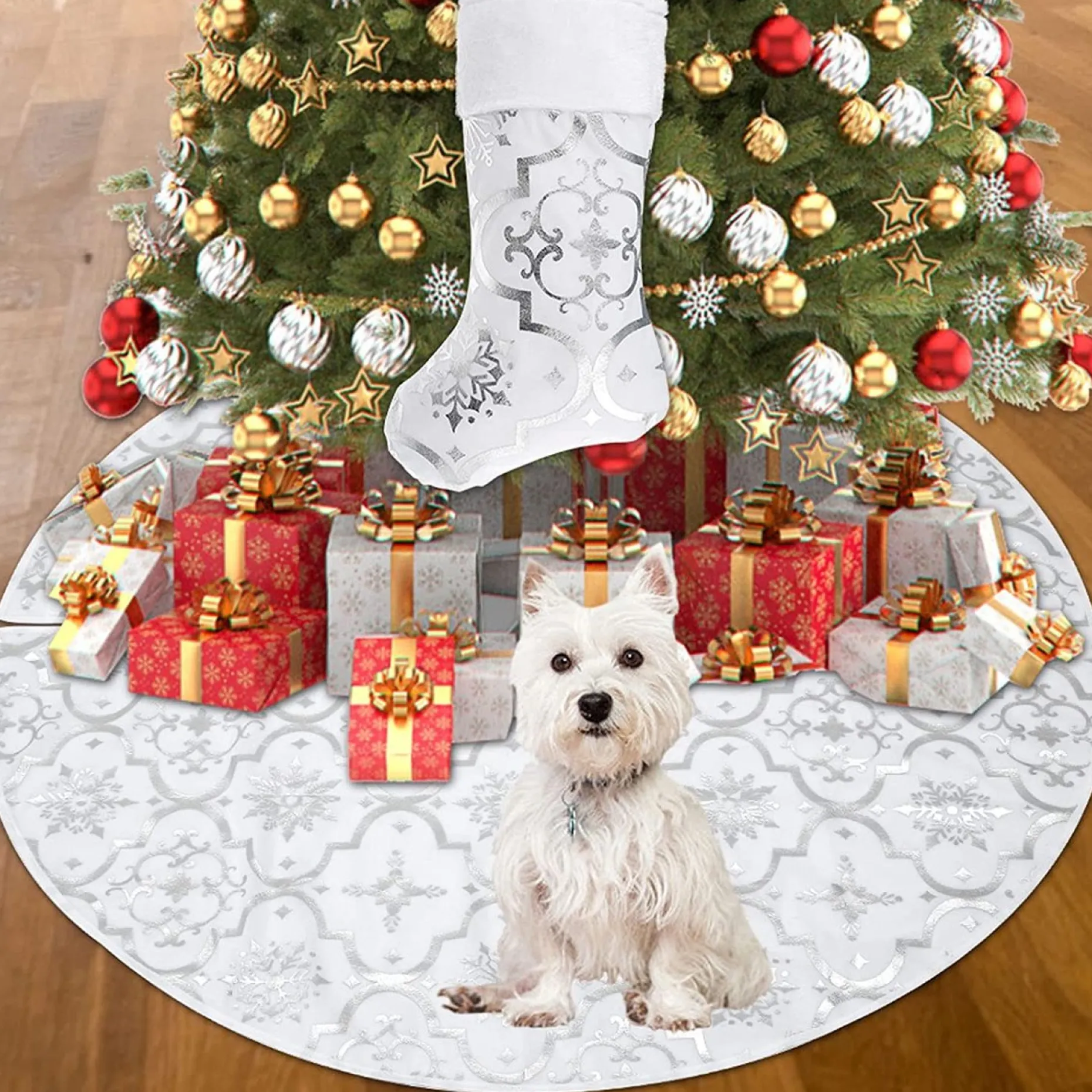 Selwo Kerstboomstandaarden^Kerstboomdeken, Kerstboomdeken, Kerstboomrok, 120 Cm, Ronde Kerstdeken, Met Kerstkous, Kerstdecoratie Voor Kerstmis