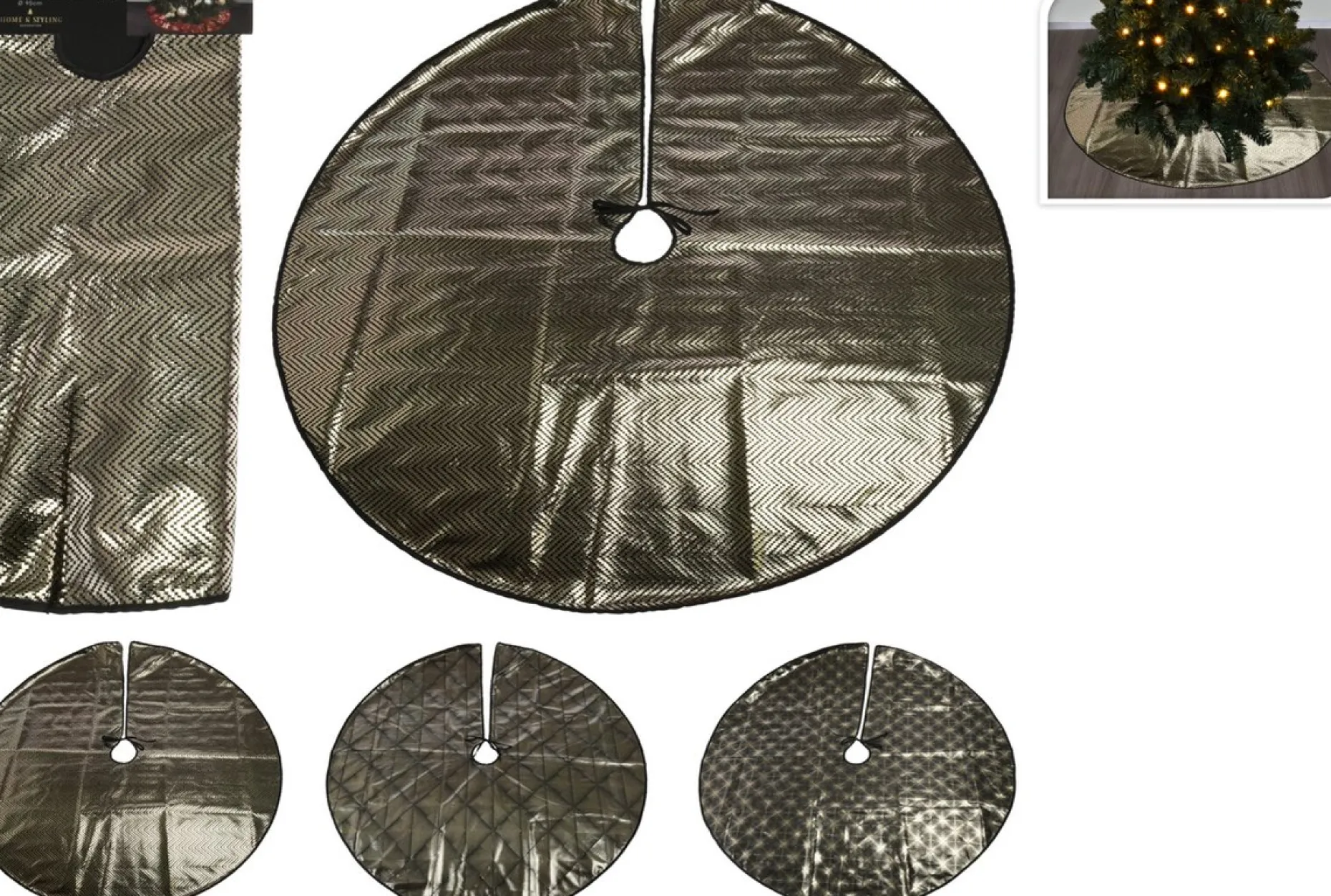 Koopman Kerstboomstandaarden^Kerstboom Kleed/Rok - Zwart - Diameter 95Cm - 3 Designs