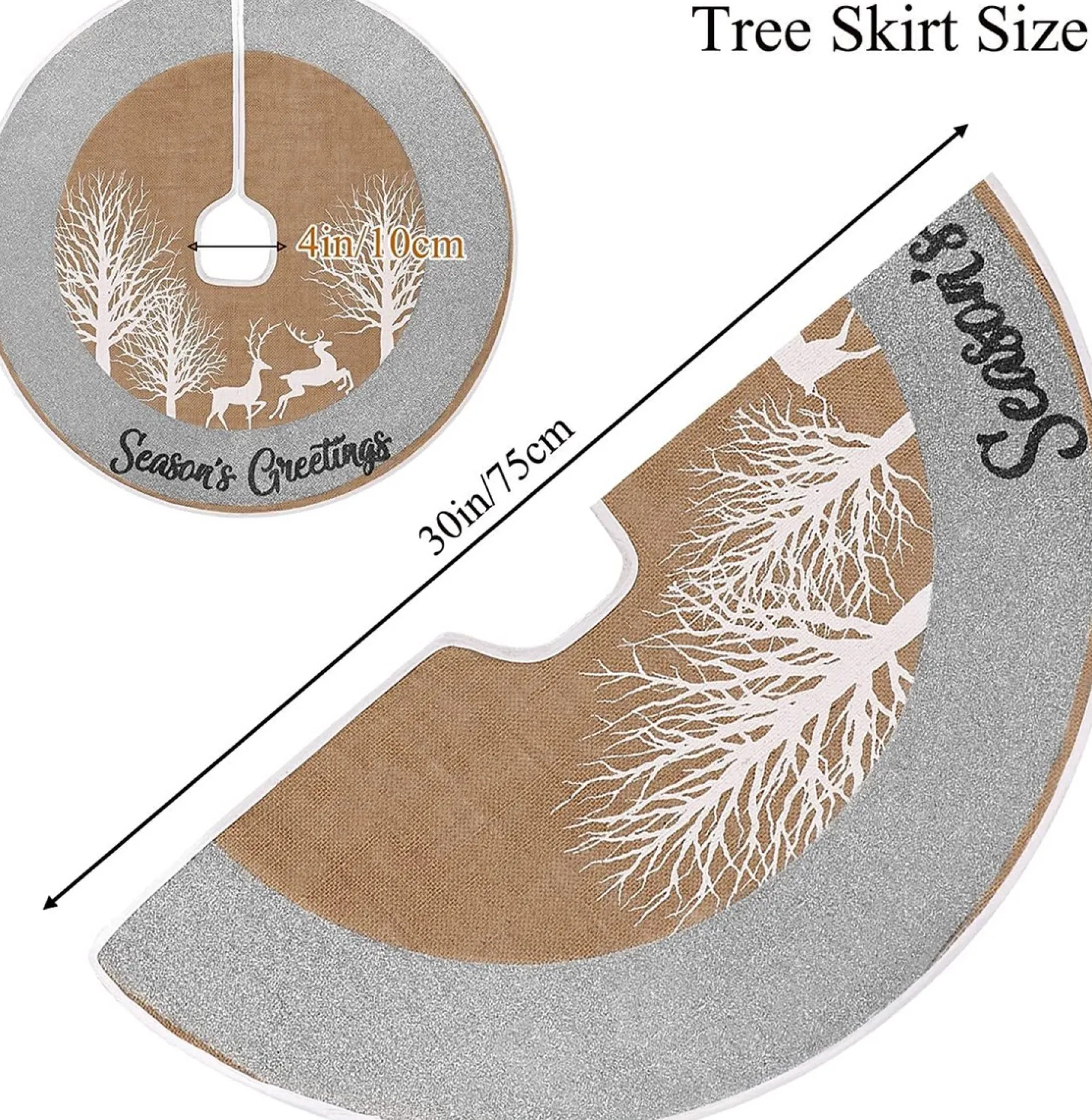Selwo Kerstboomstandaarden^Kerstboomrok, 75 Cm Boomrok Met Hert En Zilveren Glitter En Vrolijke Kerstboommat Voor Kerstfeesten En Kerstversieringen
