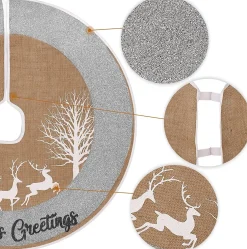 Selwo Kerstboomstandaarden^Kerstboomrok, 75 Cm Boomrok Met Hert En Zilveren Glitter En Vrolijke Kerstboommat Voor Kerstfeesten En Kerstversieringen