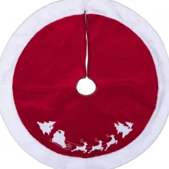Merkloos Kerstboomstandaarden^Kerstboomrok 100Cm - Kerstman Animatie - Rood/Wit