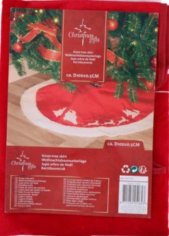 Merkloos Kerstboomstandaarden^Kerstboomrok 100Cm - Kerstman Animatie - Rood/Wit