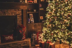 Merkloos Kerstboomstandaarden^Kerstboomrok 100Cm - Kerstman Animatie - Rood/Wit