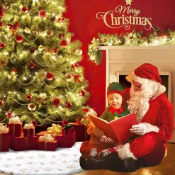 Selwo Kerstboomstandaarden^Kerstboomrok Groot Kerstboomrok Wit Voor Sneeuw Kerstboom Kerstboomplafond, Kerstversiering Goud, Kerstboomversiering, Kerstboomplafond, Dennenboomplafond Rond