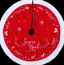 Fééric Lights and Christmas® Kerstboomstandaarden^Kerstboom Rok - Kerstboomrok/Kerstboom Kleed Rood 90 Cm - Kerstboom Rok/Rokken - Joyeux Noel