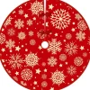 BTH Kerstboomstandaarden^Kerstboomrok Kerstkleed Kerstboomkleed Kerst Versiering Decoratie Kerstrok Kleed Vloerkleed Sneeuw 90Cm – 1 Stuk Rood, Sneeuwvlok