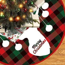 BTH Kerstboomstandaarden^Kerstboomrok Kerstkleed Kerstboomkleed Kerst Versiering Decoratie Kerstrok Kleed Vloerkleed Rendier 90Cm – 1 Stuk Rood, Rendier