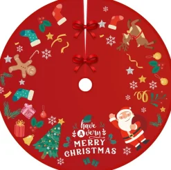 BTH Kerstboomstandaarden^Kerstboomrok Kerstkleed Kerstboomkleed Kerst Versiering Decoratie Kerstrok Kleed Vloerkleed Kerstman 90Cm – 1 Stuk Rood, Kerstman