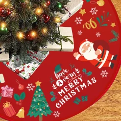 BTH Kerstboomstandaarden^Kerstboomrok Kerstkleed Kerstboomkleed Kerst Versiering Decoratie Kerstrok Kleed Vloerkleed Kerstman 90Cm – 1 Stuk Rood, Kerstman