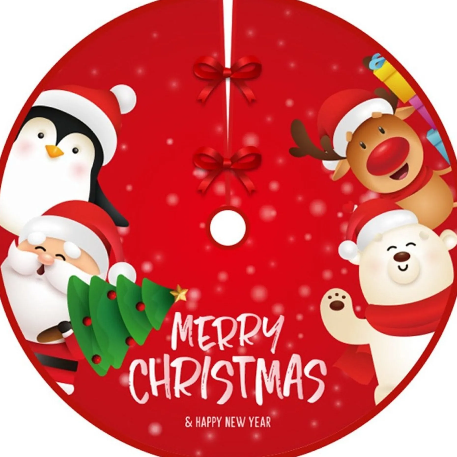 BTH Kerstboomstandaarden^Kerstboomrok Kerstkleed Kerstboomkleed Kerstversiering Kerstdecoratie Kleed Kerst Decoratie Merry Christmas Rood - 90Cm Rood, Merry Christmas2