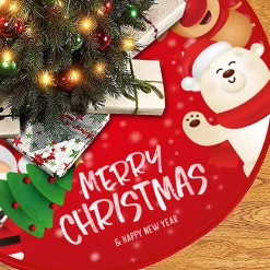 BTH Kerstboomstandaarden^Kerstboomrok Kerstkleed Kerstboomkleed Kerstversiering Kerstdecoratie Kleed Kerst Decoratie Merry Christmas Rood - 90Cm Rood, Merry Christmas2
