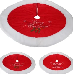 Home u0026 Styling Kerstboomstandaarden^Kerstboomrok Velvet - D100Cm - Rood Met Wit - Merry Christmas