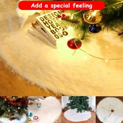 Selwo Kerstboomstandaarden^Kerstboomrok, Witte Boomrok Met 36 Stuks Geschenkstickers, Wit, Boomdeken, Kerstboomdeken, Kerstboomstandaard, Tapijt, Deken, Kerstdecoratie, Kerstboom, Rok (Wit, 90 Cm)